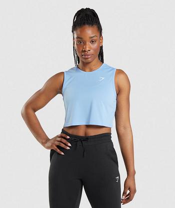 Gymshark Training Crop Ženske Majica Bez Rukava Plave | HR 3205NWY